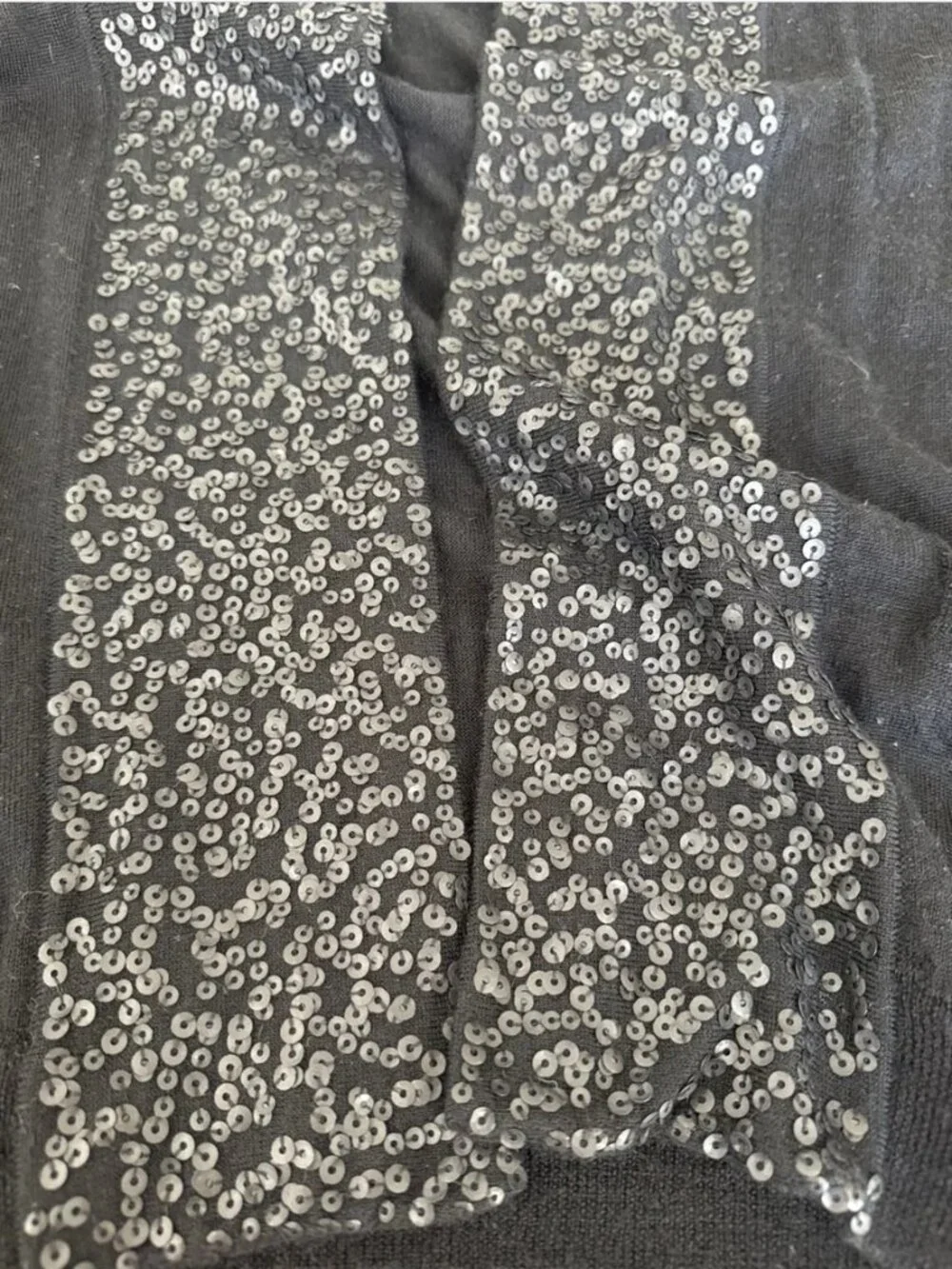 J.Crew Black Sequin Trim Cardigan Sweater Small | Open Front Knit | Quiet Luxury